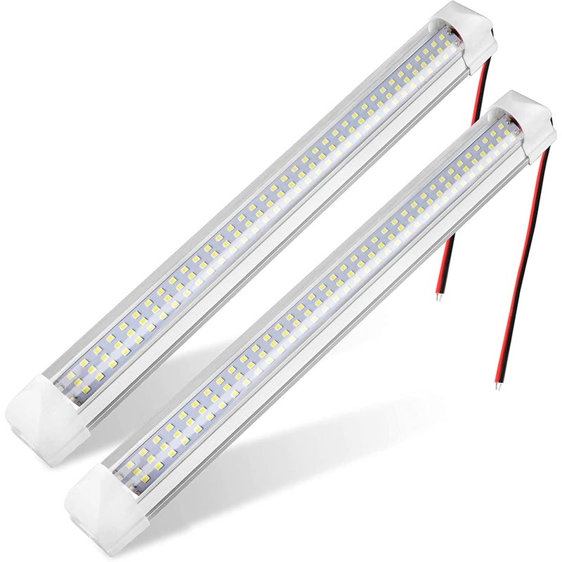 Listwa świetlna LED 12 V do wnętrza, uniwersalna taśma świetlna LED 108 z włącznikiem/wyłącznikiem, biała lampa do vana i samochodu