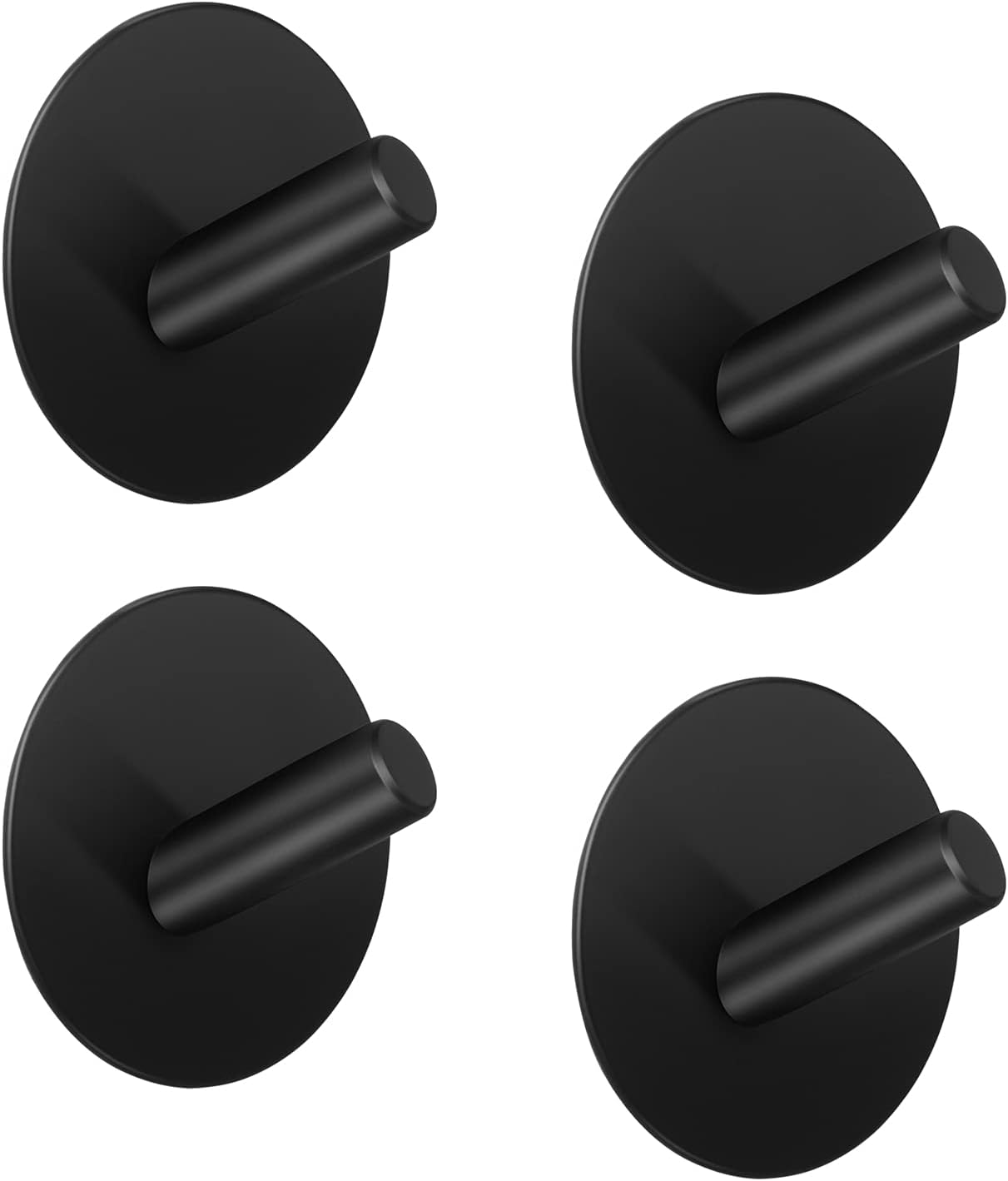 Ganchos De Pared Autoadhesivos Negros - 2 Unidades, Redondos, Acero Inoxidable, Soportan 3 Kg, Sin Taladrar