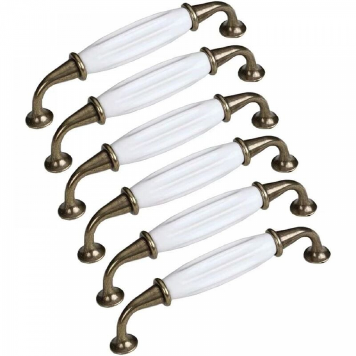 Zestaw 6 ceramicznych gałek do drzwi, uchwytów do mebli, szuflad, porcelanowe uchwyty do mebli kuchennych, do drzwi szafek, 128 mm