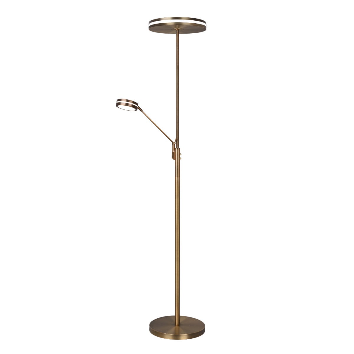 Trio leuchten franklin 426510204 led floor lamp metal antique brass with 35 watt led colour changing dimmer