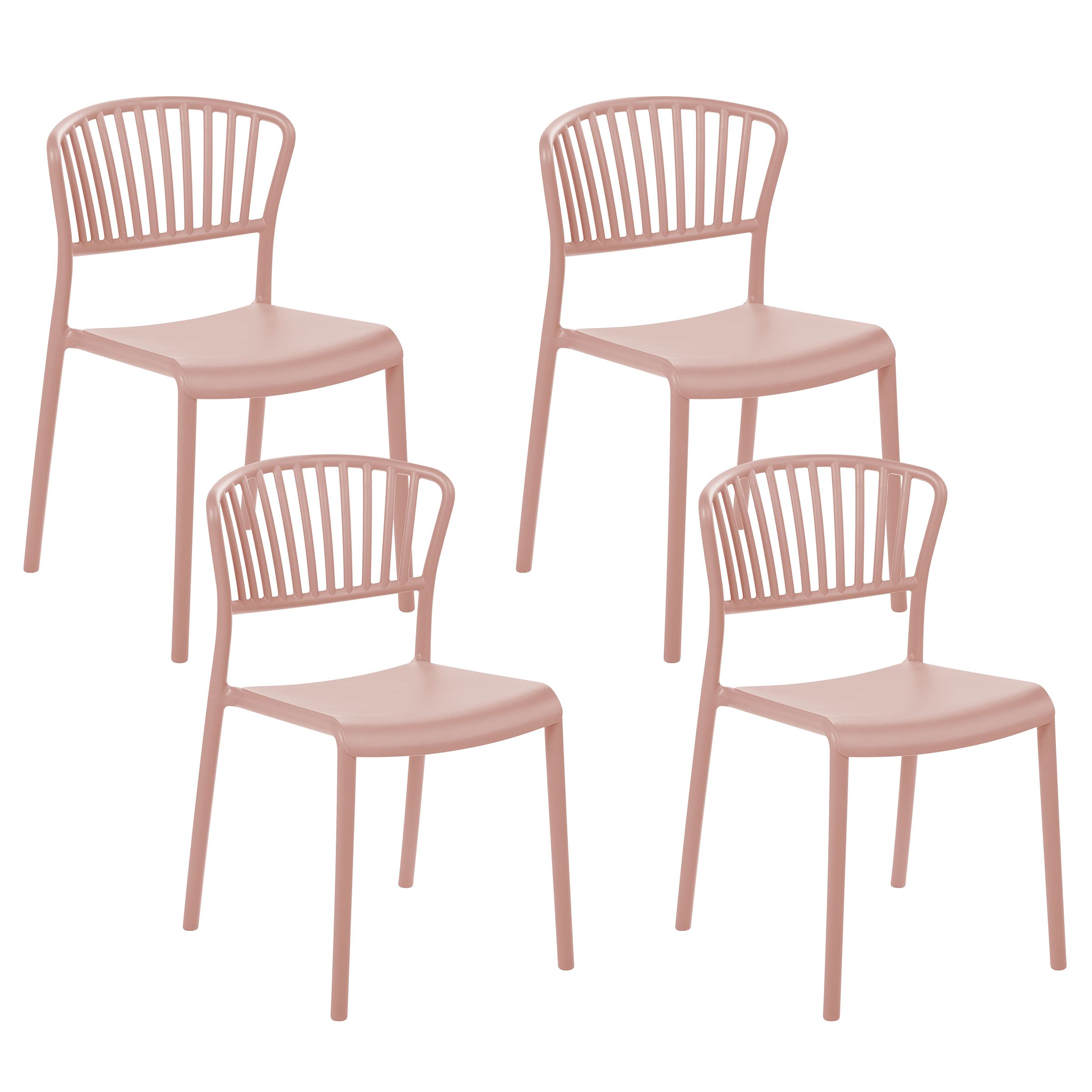 Set de 4 scaune de grădină GELA Roz pastel 4buc