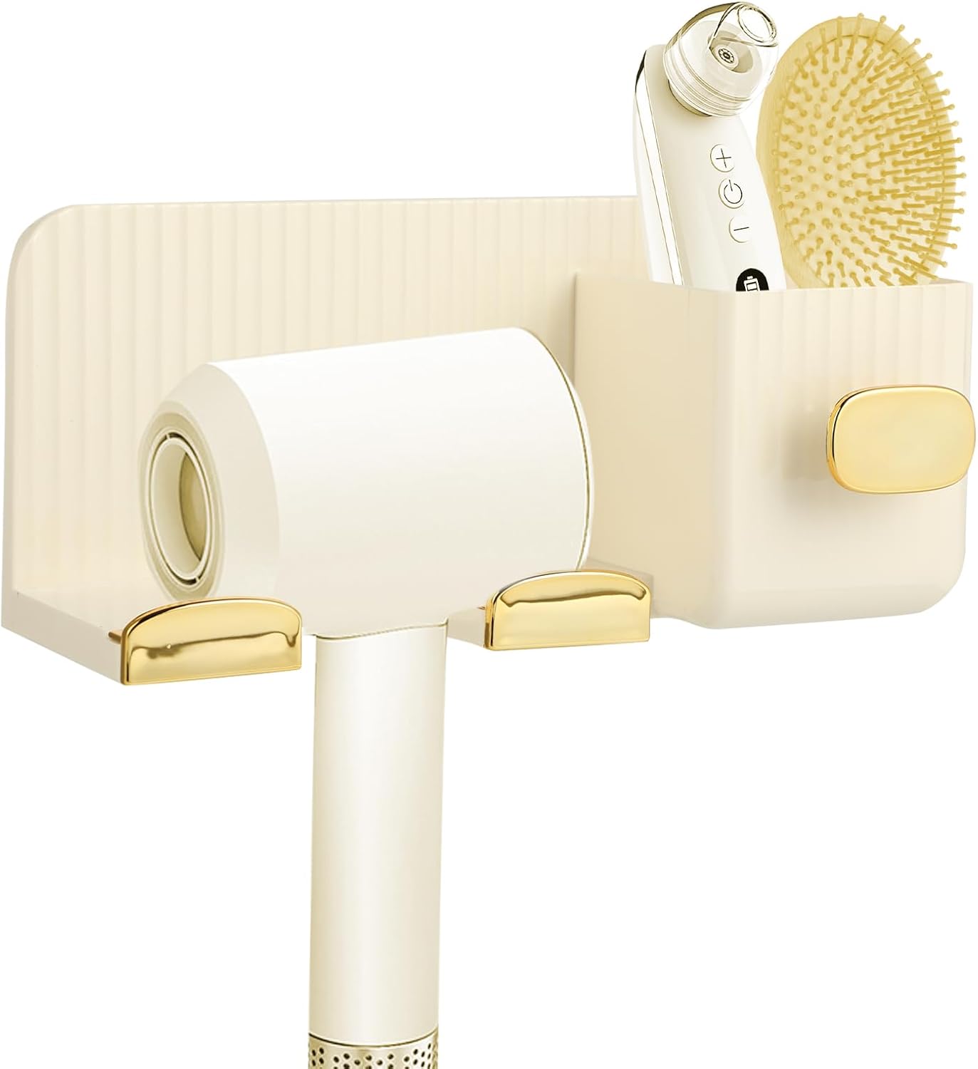 Navaris Porte sèche-Cheveux lisseur - Support lisseur et séchoir Mural sans vis avec Fixation Ventouse autoadhésive - Rangement Salle de Bain