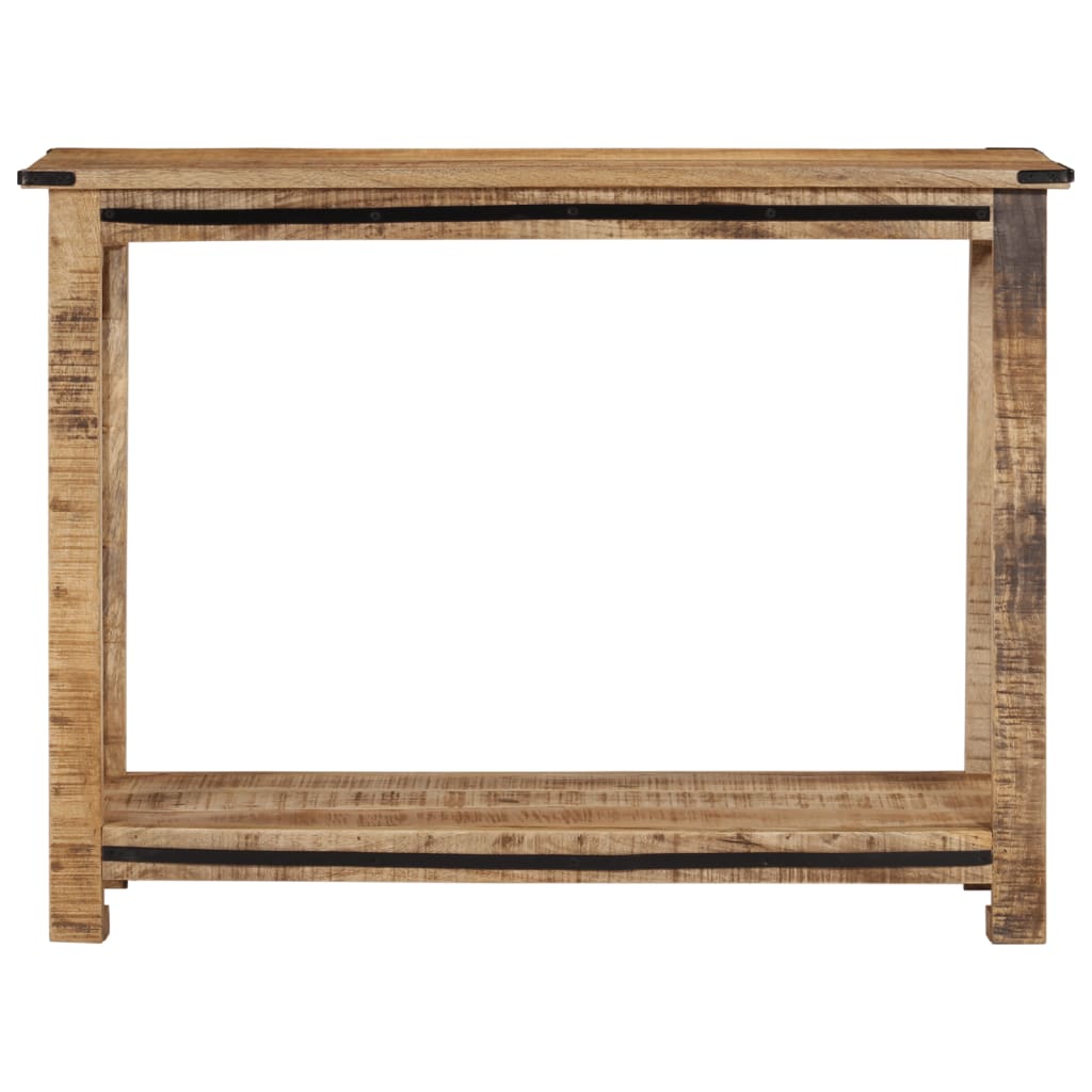 Table Basse / Table D’Appoint Bois De Manguier Massif – Style Naturel Avec Étagère – 100×60×38 Cm