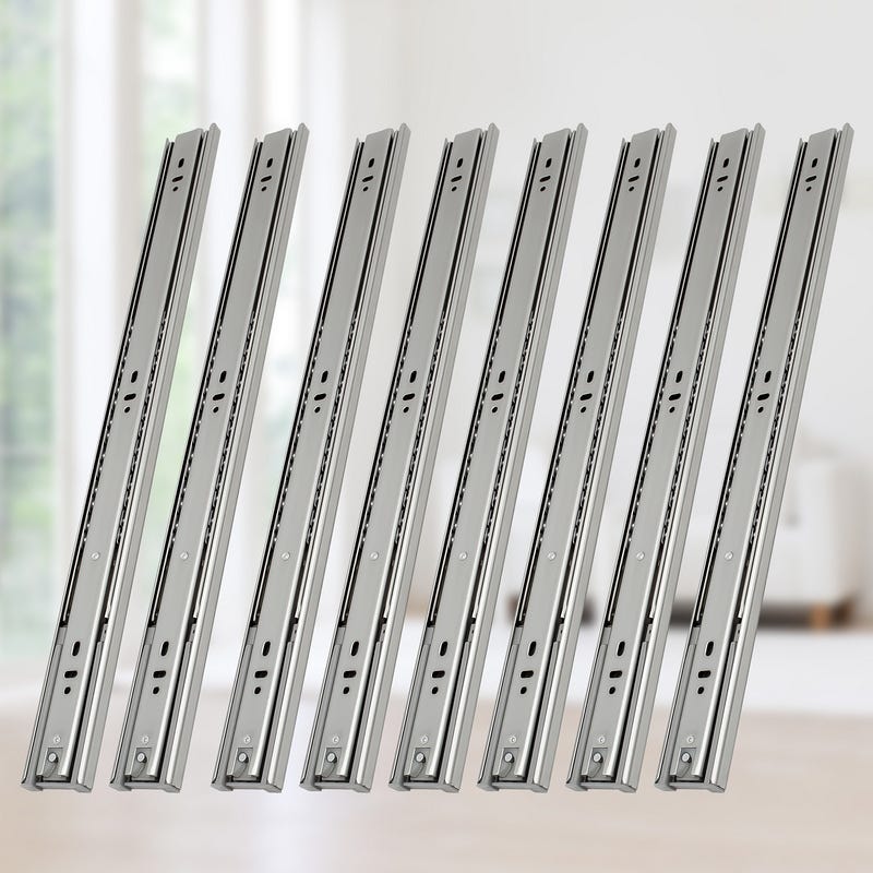 Lot De 4 Glissières De Tiroir Stahlia – Extension Partielle 214mm, 17mm De Hauteur, Billes Acier – Charge 12kg