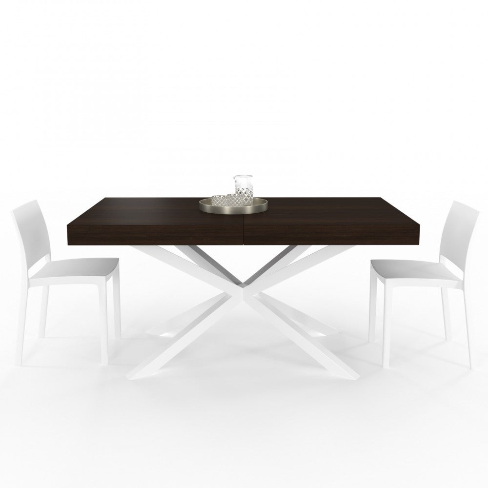 Tavolo allungabile Hawaii con porta allunghe Wengè, Bianco, L150