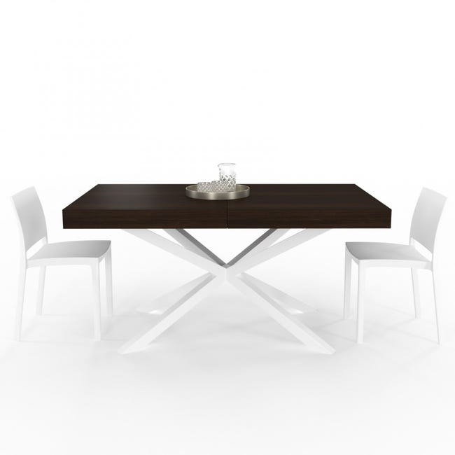 Tavolo allungabile Hawaii con porta allunghe Wengè, Bianco, L150