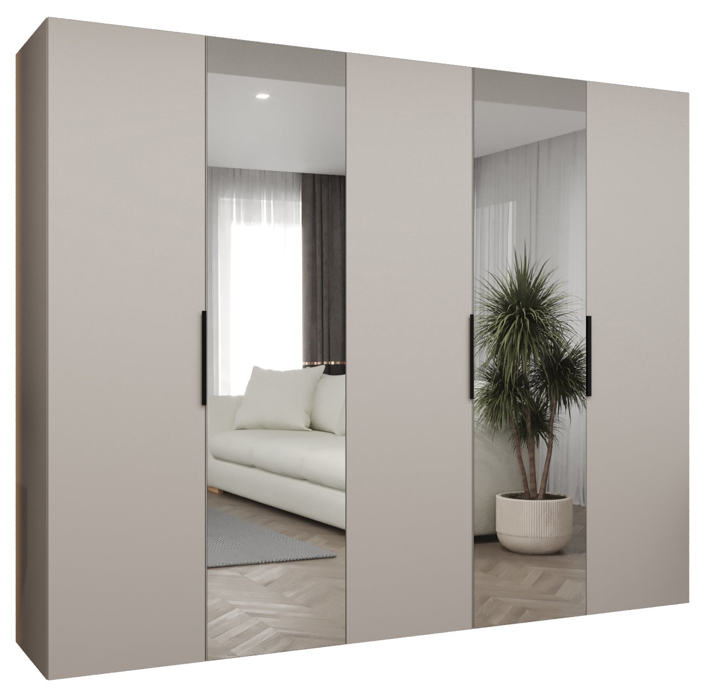 Szafa uchylna otwierana Marbella 2 250 x 52 x 202 cm kaszmir + u. czarny Abiks Meble