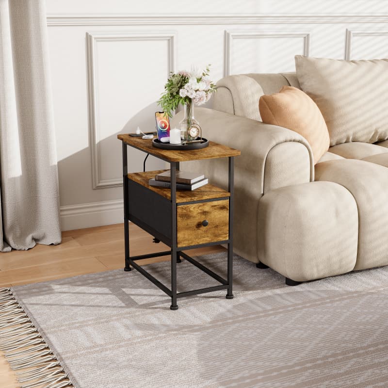 Tavolino A 3 Livelli In Legno - Altezza 70 Cm, Con Spazio Archiviazione, Marrone