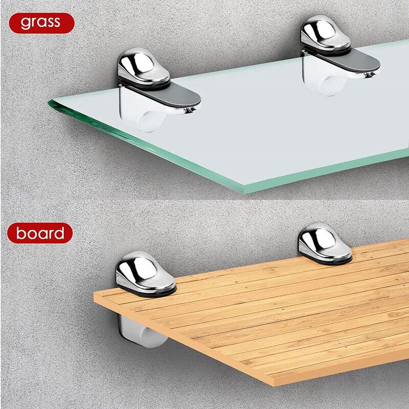 4 Pièces Support de Tablette en Verre Murale Support pour Étagère Réglable Pinces à Verre 3-20mm avec Vis - 4