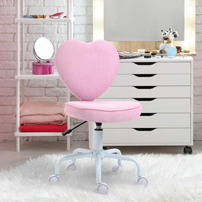 HOMCOM Sedia da scrivania moderna in pile sedia girevole per bambini con seduta regolabile in altezza e schienale a forma di orso carico 120 kg rosa HOMCOM Sedia da scrivania moderna in pile sedia girevole per bambini con seduta regolabile in altezza e schienale a forma di orso carico 120 kg rosa