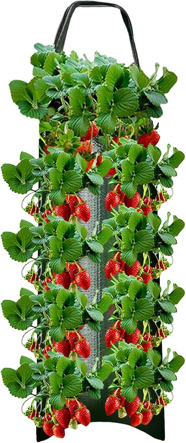 Zestaw 3 wiszących doniczek do truskawek - 10 otworów do sadzenia truskawek, pomidorów, papryki, truskawek, owoców