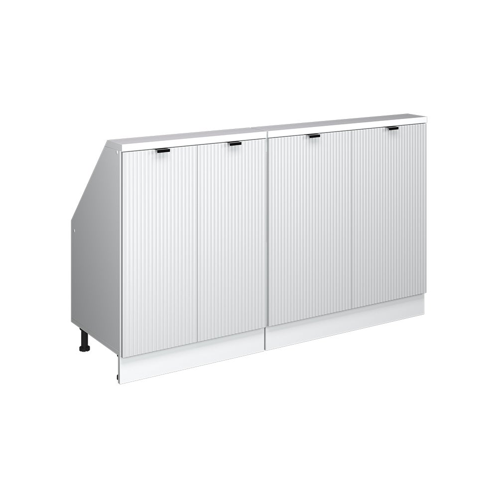 Vicco Szafka kuchenna na dach skośny R-Line, Białe pofałdowanie, 140 cm Zestaw 2 sztuk