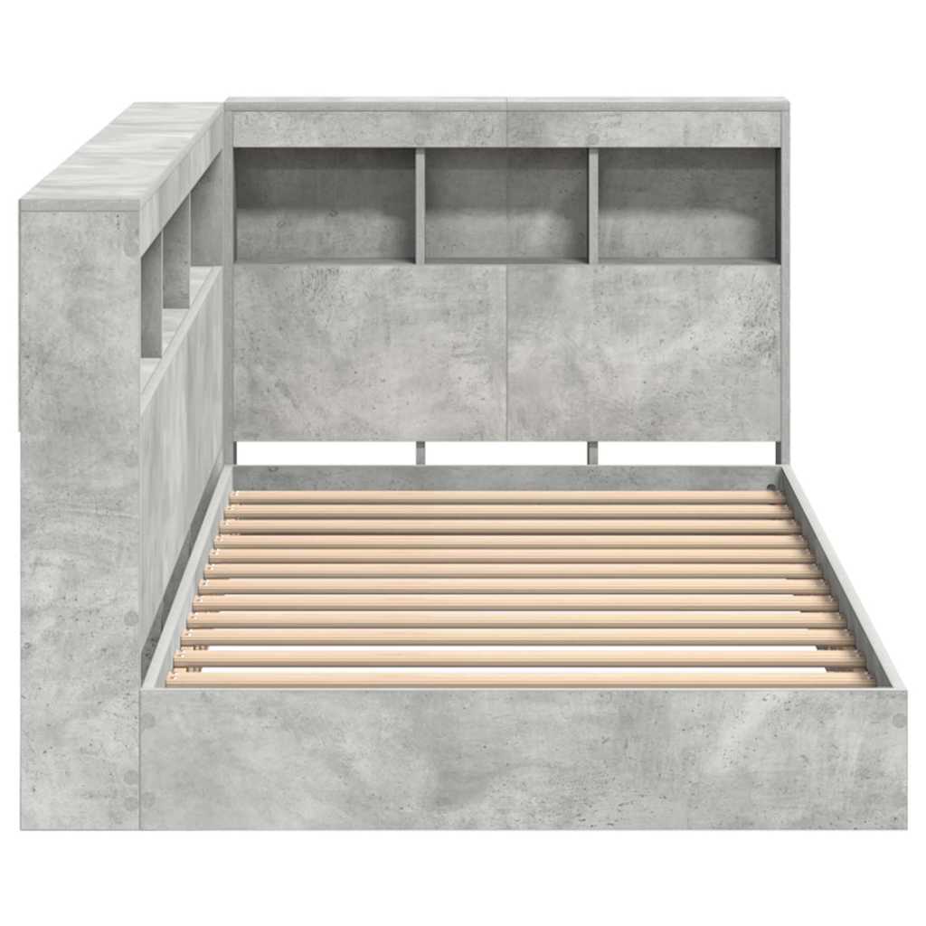 Lit bibliothèque, panneau de bois, gris béton, pour la chambre, 75 × 190 cm - 7