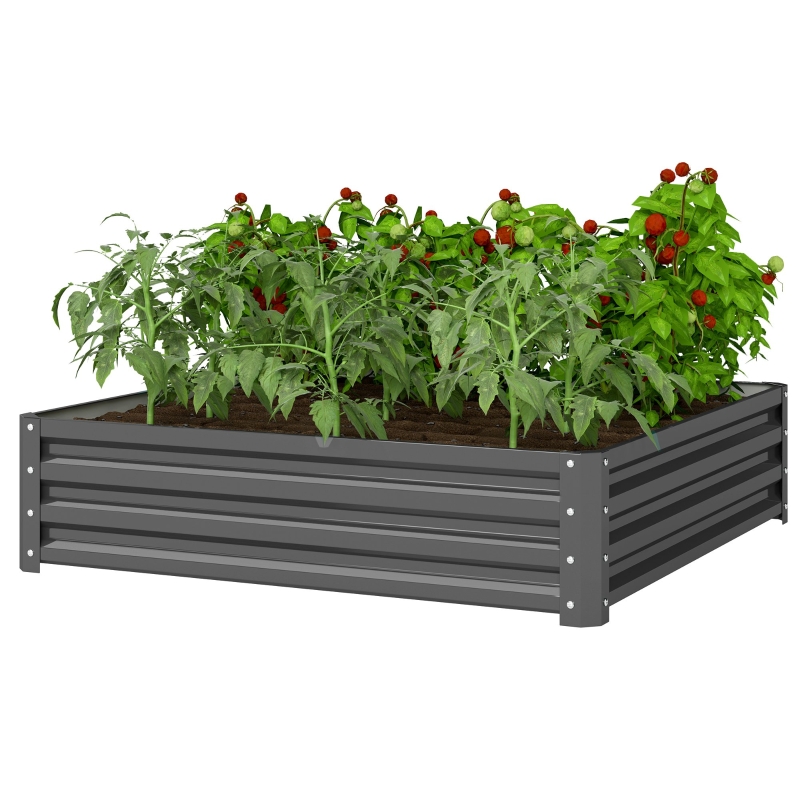 Jardinière surélevée, bac à fleurs, potager, jardinière à herbes aromatiques pour jardin, terrasse, balcon, acier, gris clair, 120 x 120 x 30 cm - 8