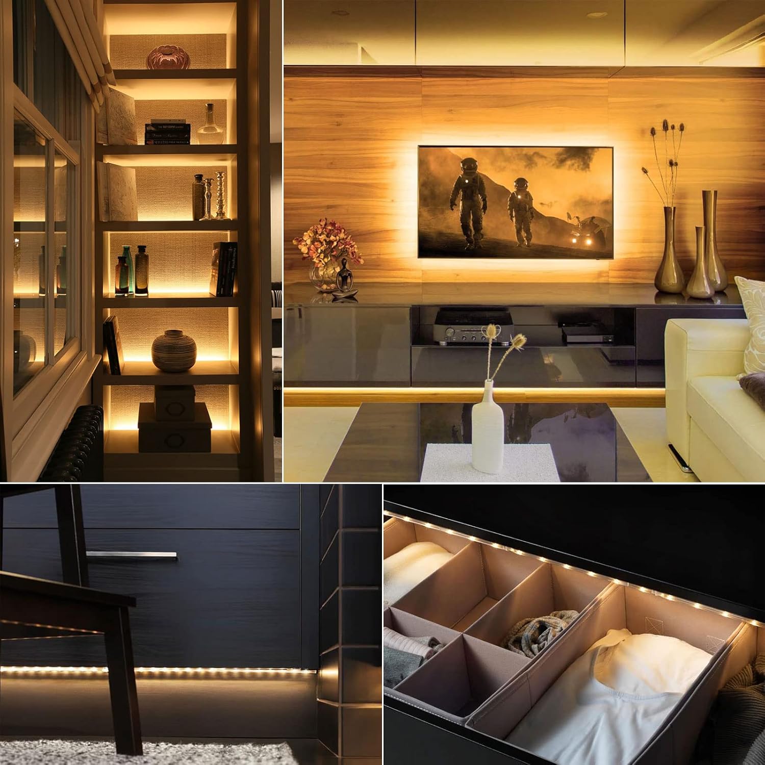 Bande LED à piles avec télécommande, blanc chaud, 8 modes, intensité réglable, minuterie, autocollante, sécable, étanche, 3 m (9,8 pi). - 3