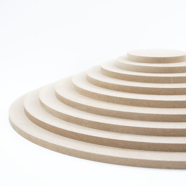 Rond de bois MDF - Diamètre 10 cm - Épaisseur 6 mm - Finition lisse ...