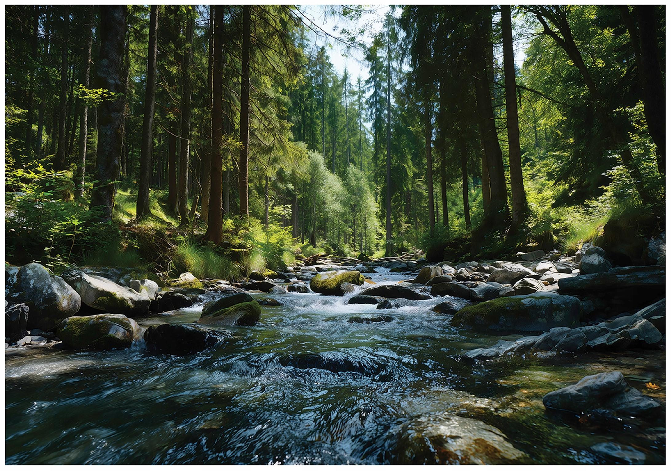 Fototapet padure verde rivière Vlies Tapet Pentru Dormitor Camera Living Perete 400x280 cm