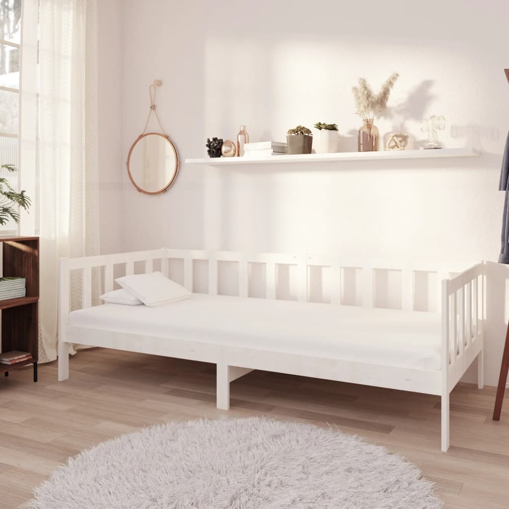 Maison exclusive - sofá cama con colchón madera de pino maciza blanco 90x200 cm