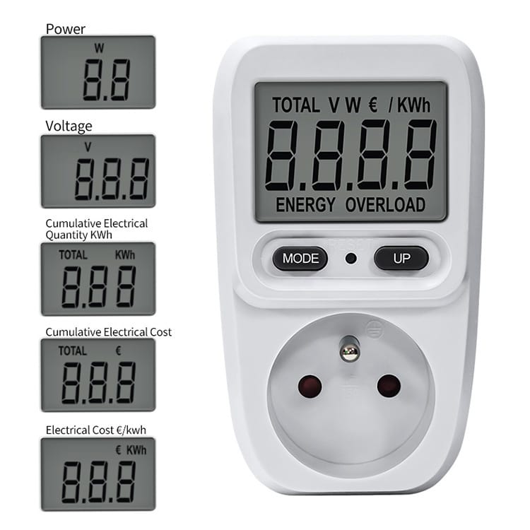 1 mobilny licznik energii elektrycznej z wtyczką, licznik energii 220 V AC kWh, licznik energii elektrycznej, analizator mocy kilowatów