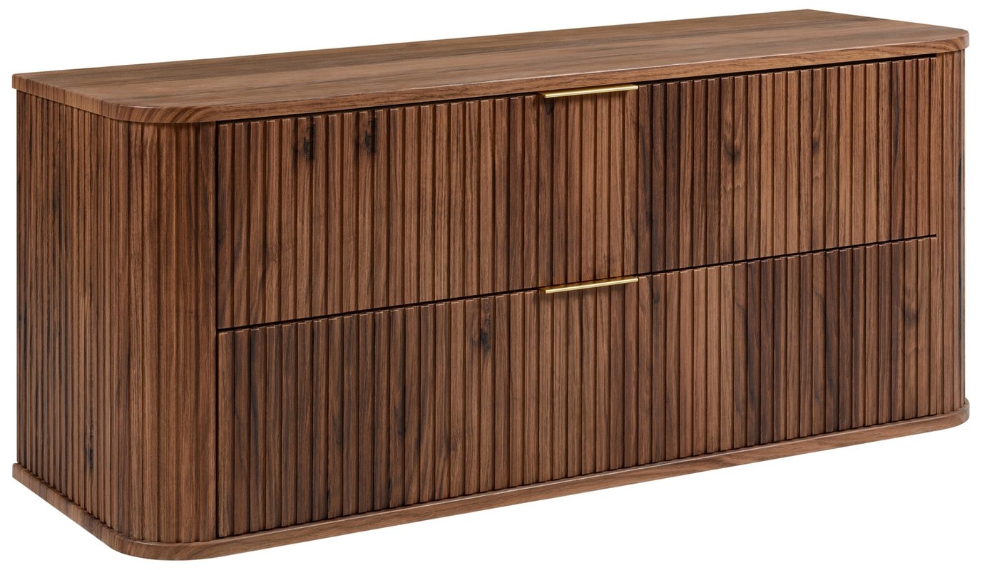 Szafka łazienkowa GLAMOUR 120 cm ORZECH wisząca ryflowana 2 szuflady SOFT CLOSE