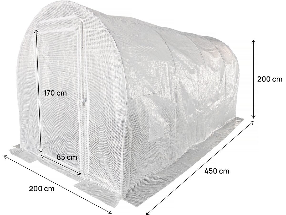 Serre tunelle de jardin avec porte 4,5 x 2 m 