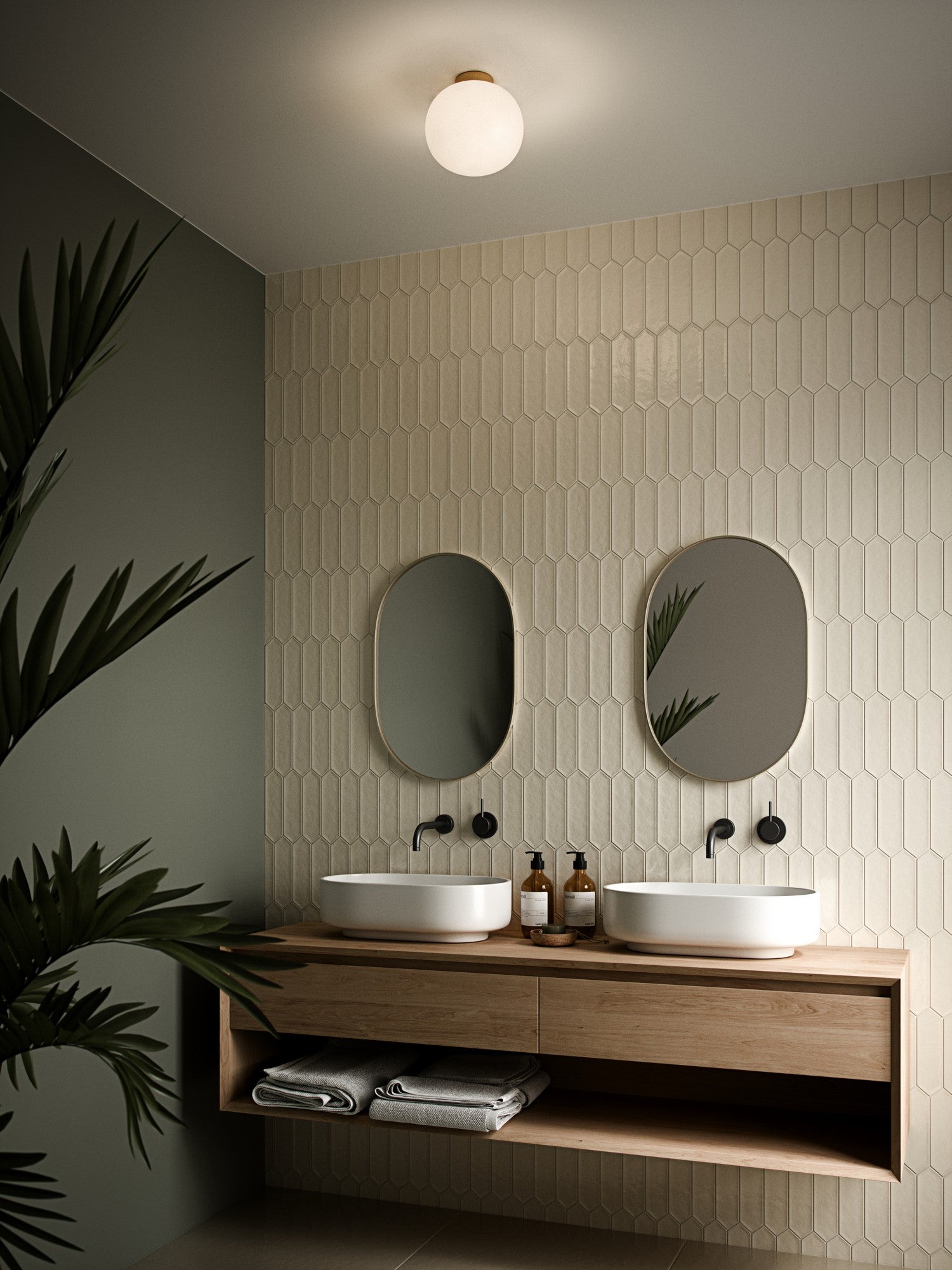 Elegancka złota lampa sufitowa z okrągłą kulą i białym opalowym szkłem ø27,5cm ALTON Nordlux - 2