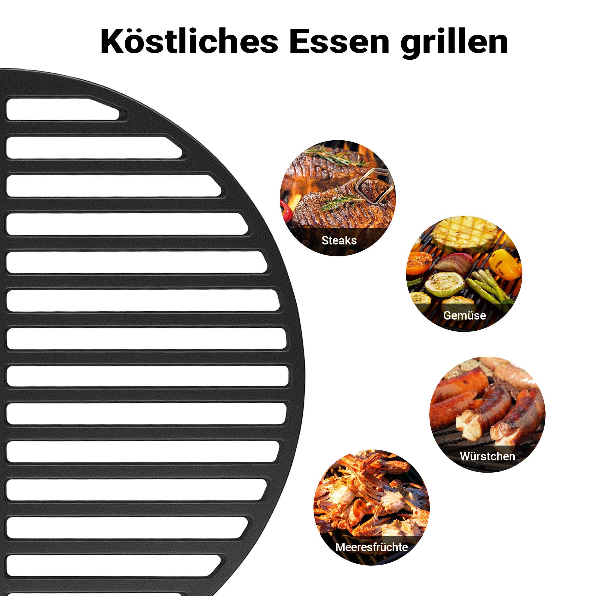 Set 2x Barbecue semi-circulaire – 55 x 26,5 x 0,9 cm – en Fonte – BBQ Charbon de bois ou à gaz – Grillade Cuisson – Terrasse Jardin Plancha… Wiltec... - 3