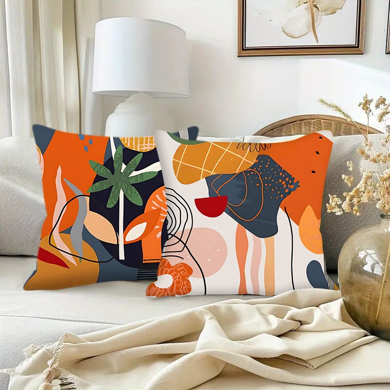 Lot De 2 Housses De Coussin Vintage à Motif Floral Et Botanique, 50,8 X 50,8 Cm, Marron Rouille - Housse De Coussin Décorative En Lin Pour Extérieur, Canapé, Lit Et Chambre à