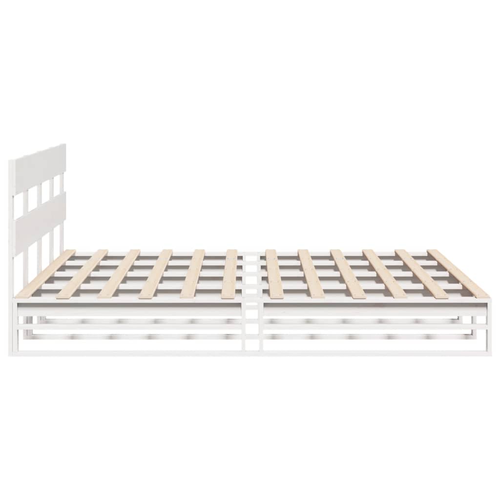 Cadre de lit sans matelas en bois massif de pin blanc pour la chambre, 200 × 200 cm - 7
