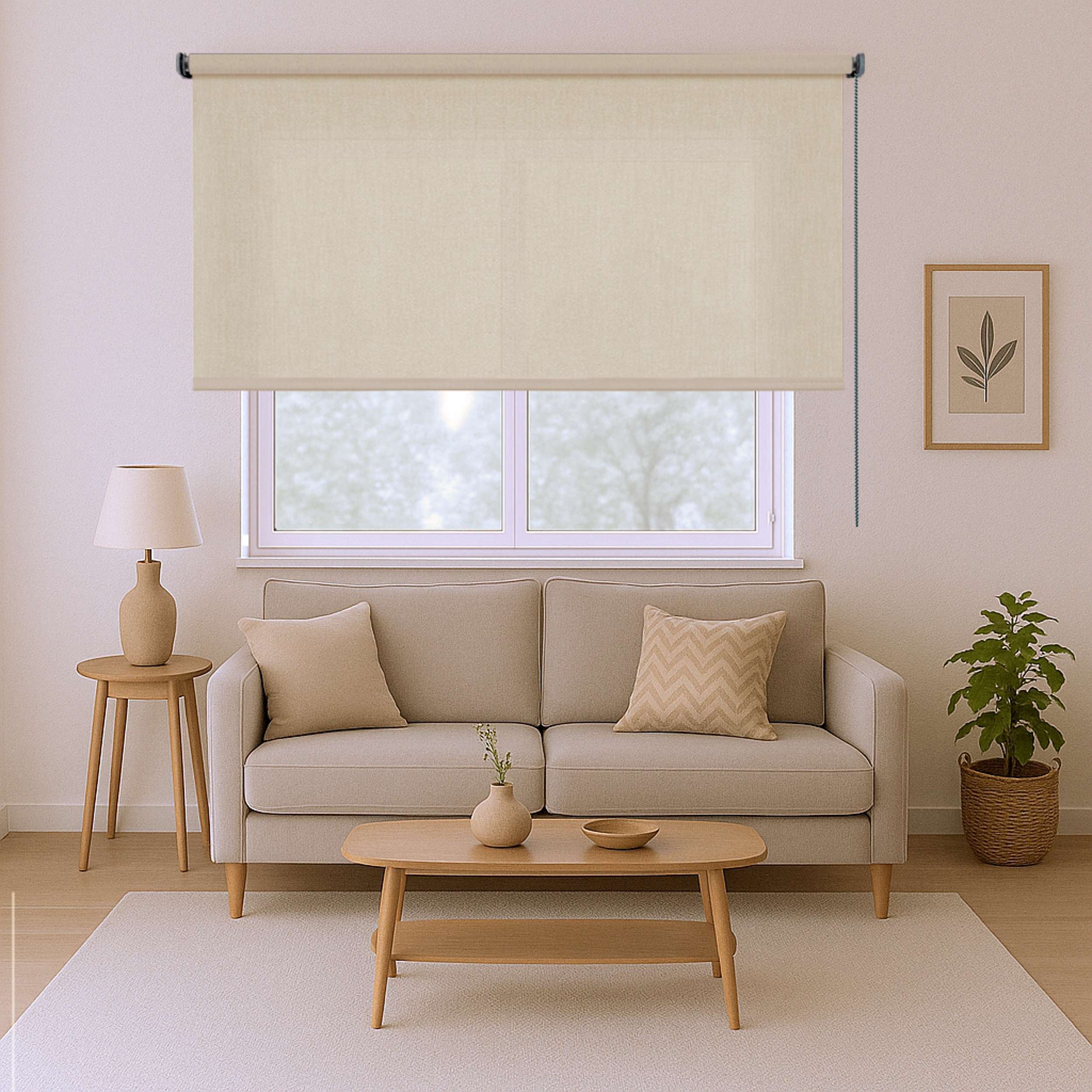 Tenda a Rullo Filtrante, Tenda Avvolgibile Traslucida Liscia Per Finestre e Porte Beige 180x180 cm - 2
