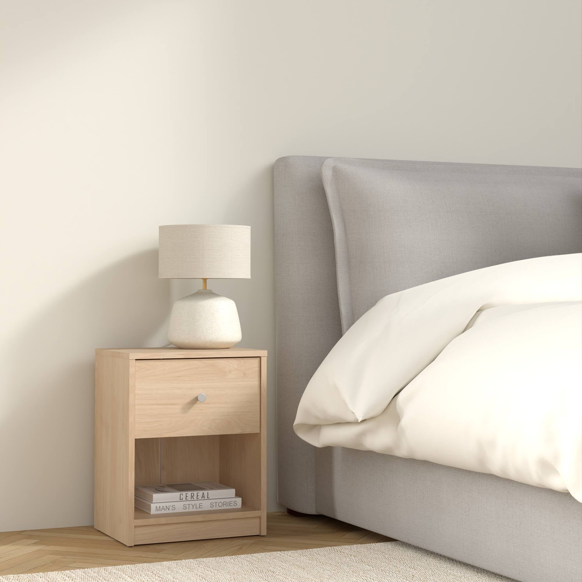 Mesitas de noche Ebro de roble con cajón 37x30x48 cm - 2 muebles - 4