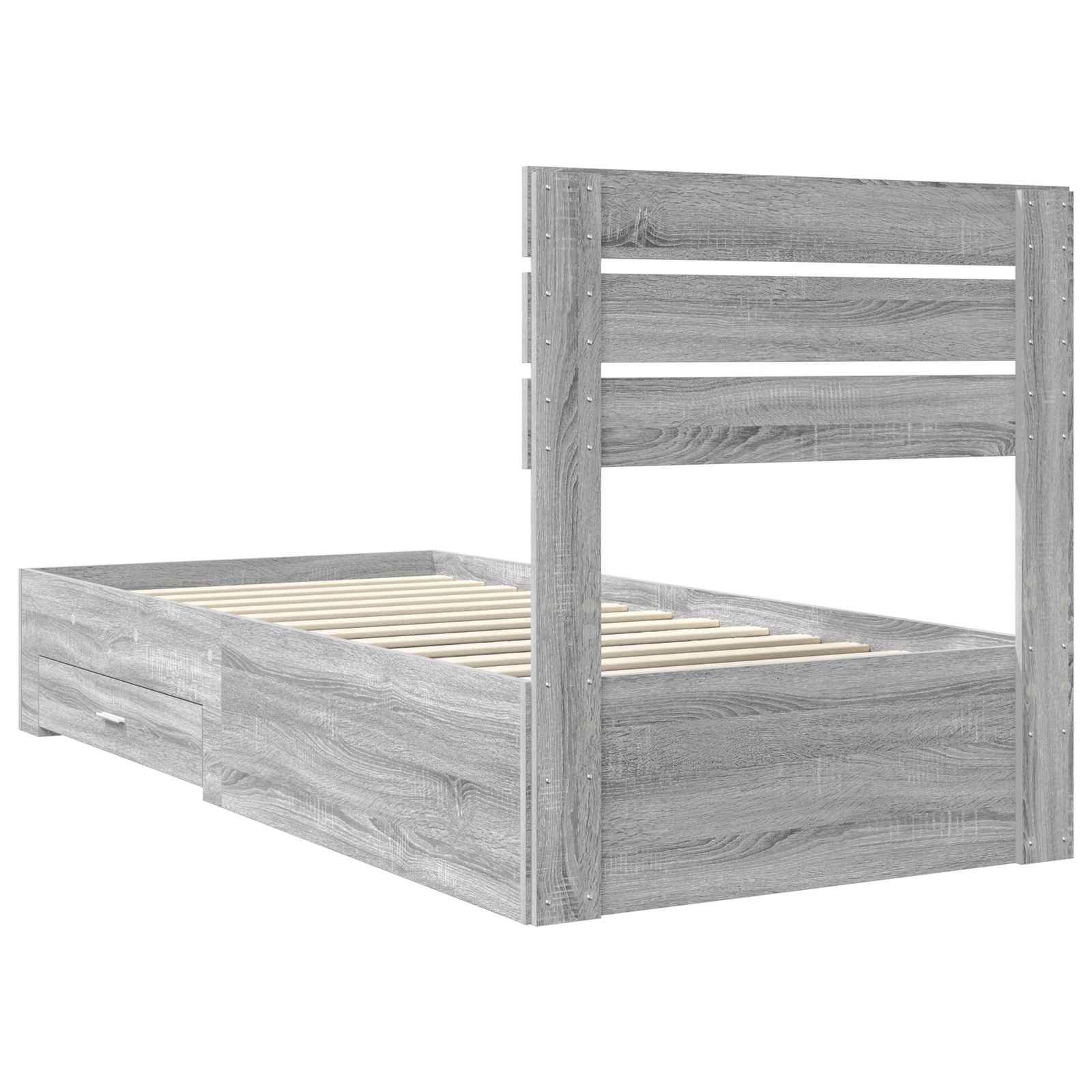 Cadre de lit gris 90 x 190 cm panneau de bois - 9