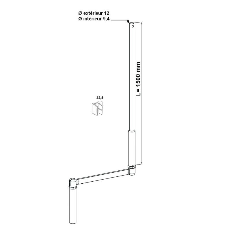Manivelle blanche de volet roulant 1800 mm Ø 12 mm - 2