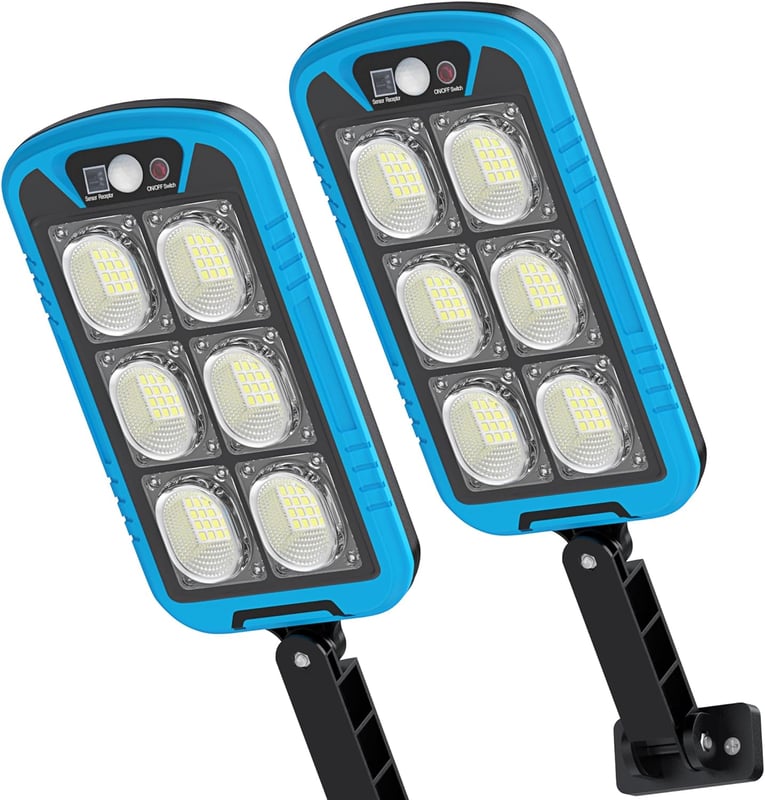 Zestaw lamp solarnych reflektor solarny od zmierzchu do świtu solarne oświetlenie parkingowe lampa uliczna zasilana energią słoneczną niebieska