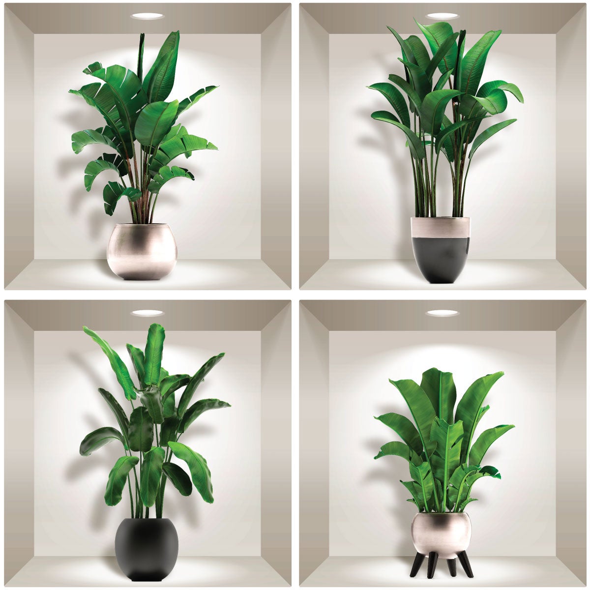 Adesivo 3D piante foglie di palma esotiche - Sticker adesivo - adesivi murali - 80x80cm - 4