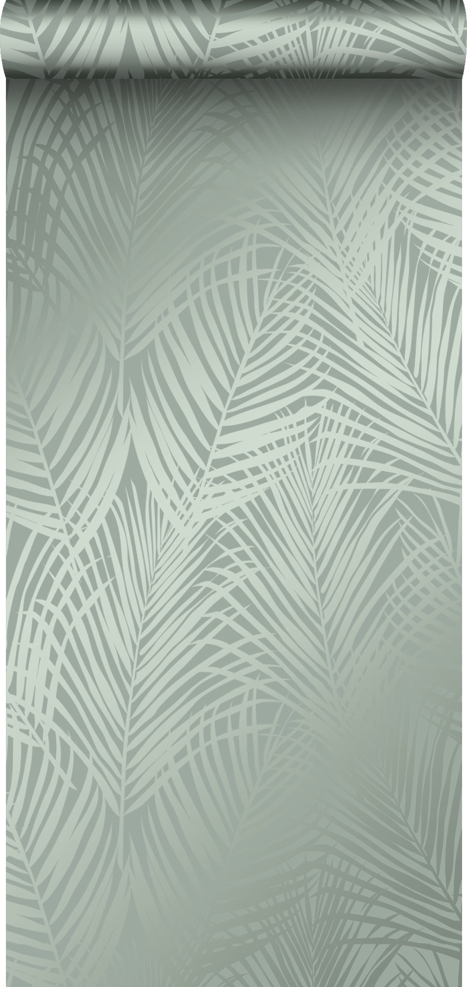 Tapeta liście palmowe szaro zielonym - 53 cm x 10.05 m - ORIGIN