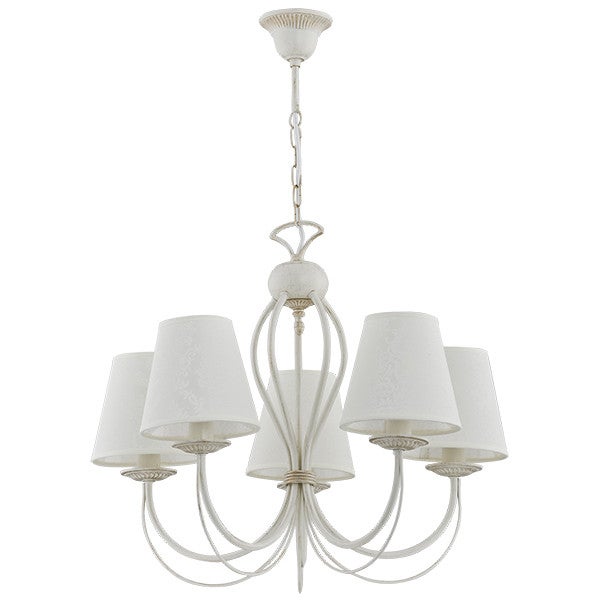 Lampa wisząca Irma biały antyczny-ecru 5xE14x10W wym: 52 x 50 x 50 cm metal Alfa