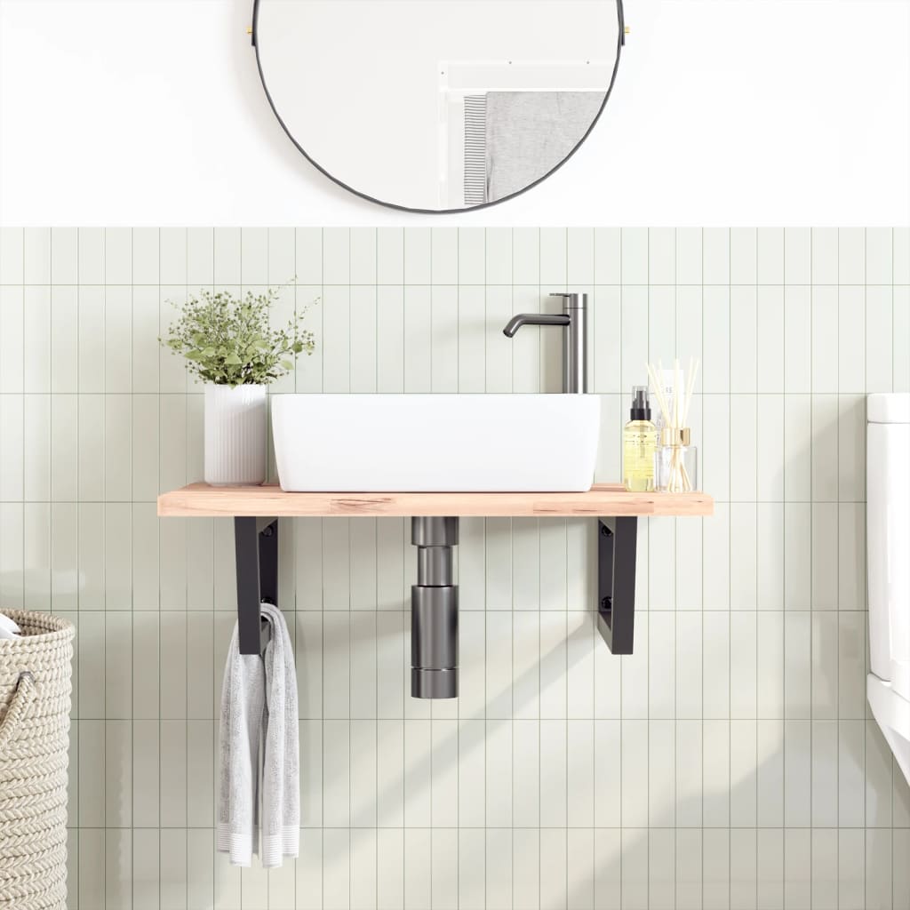 Supports d'étagères pour lavabo 2 pcs noir trapèze acier vidaXL - 4
