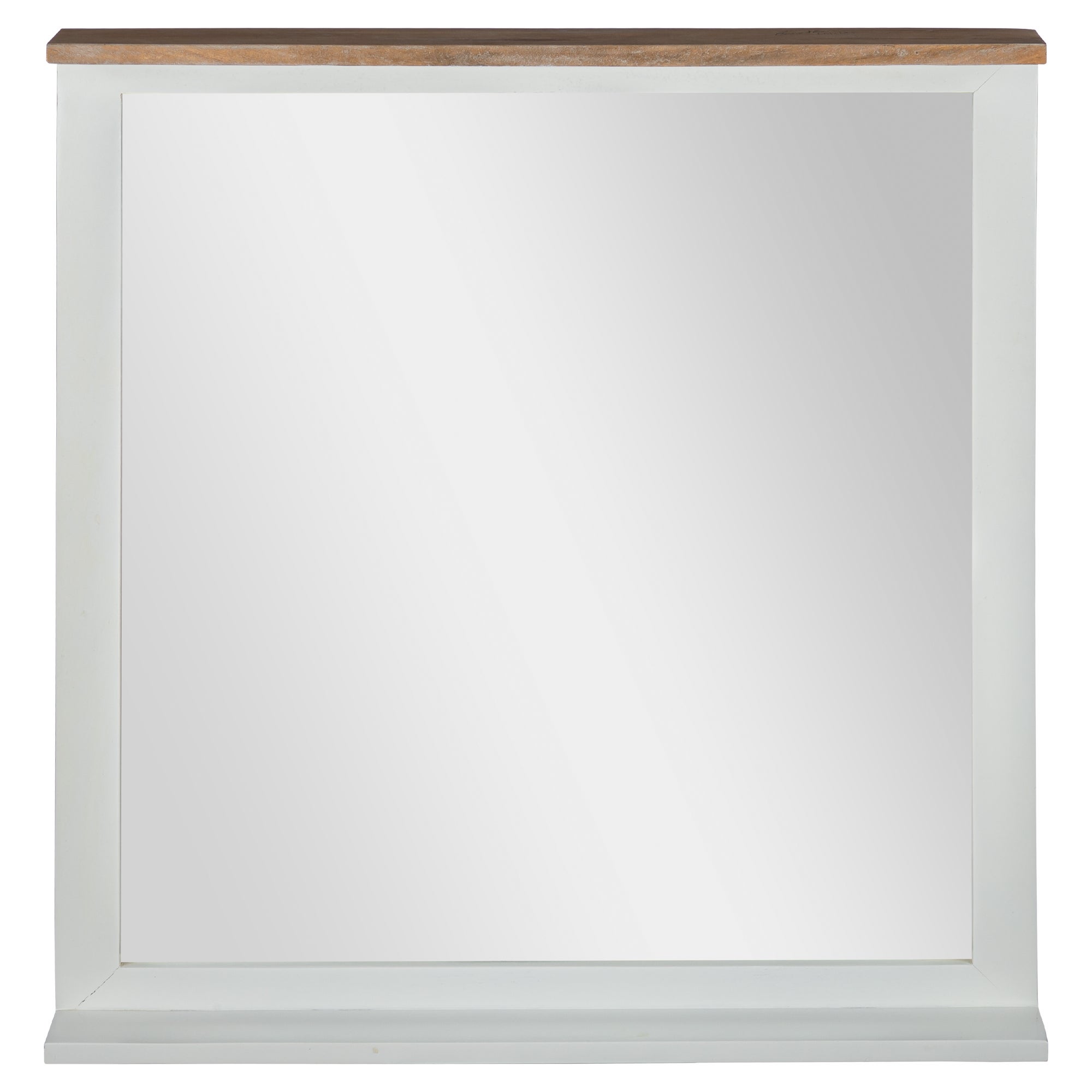 WOMO-DESIGN lustro ścienne xi’an 80x76 cm mango biel/natura półka 12 cm ręcznie wykonane styl rustykalny do łazienki przedpokoju i toaletki