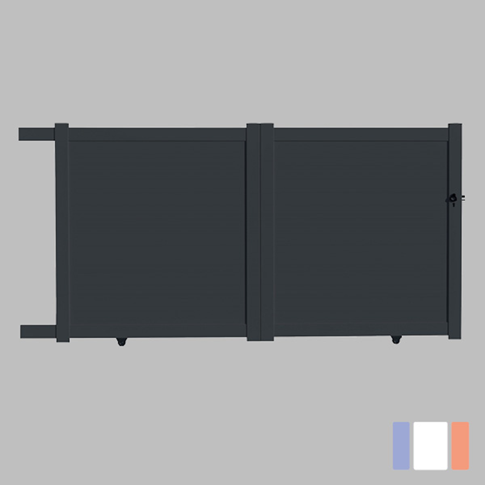 Portail aluminium coulissant plein en kit dimensions L.3500 (entre piliers) X H.1700 mm Couleurs Gris (RAL 7016) - 4