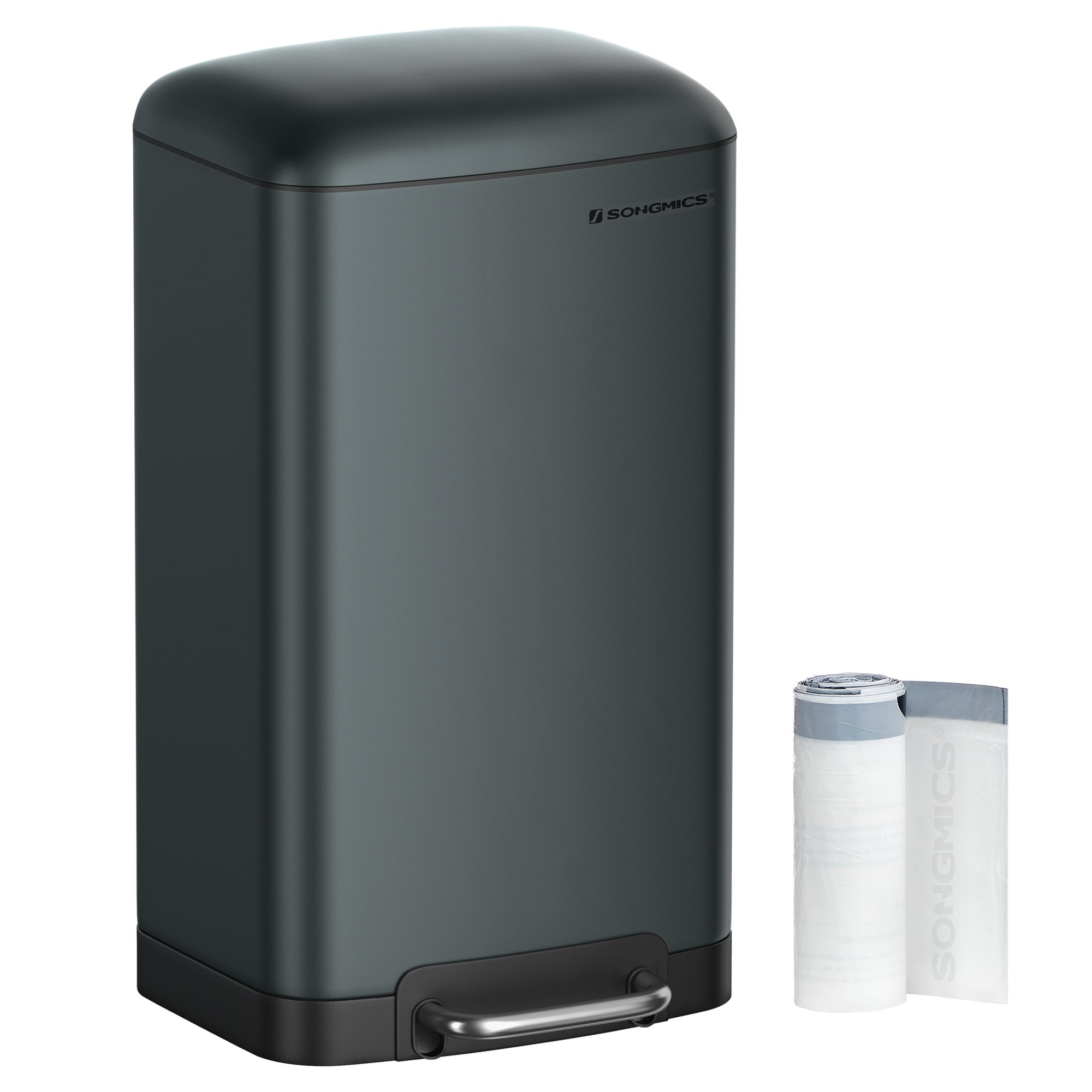 Poubelle Cuisine 30L HOMCOM à Pédale - Métal Avec Seau Amovible Et Fermeture Douce, Gris Clair