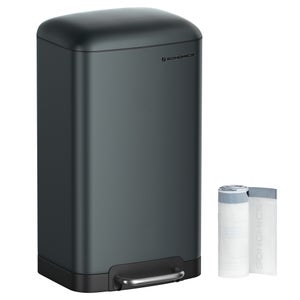 Poubelle à pédale et roulette gris/noir 80 litres | Office DEPOT