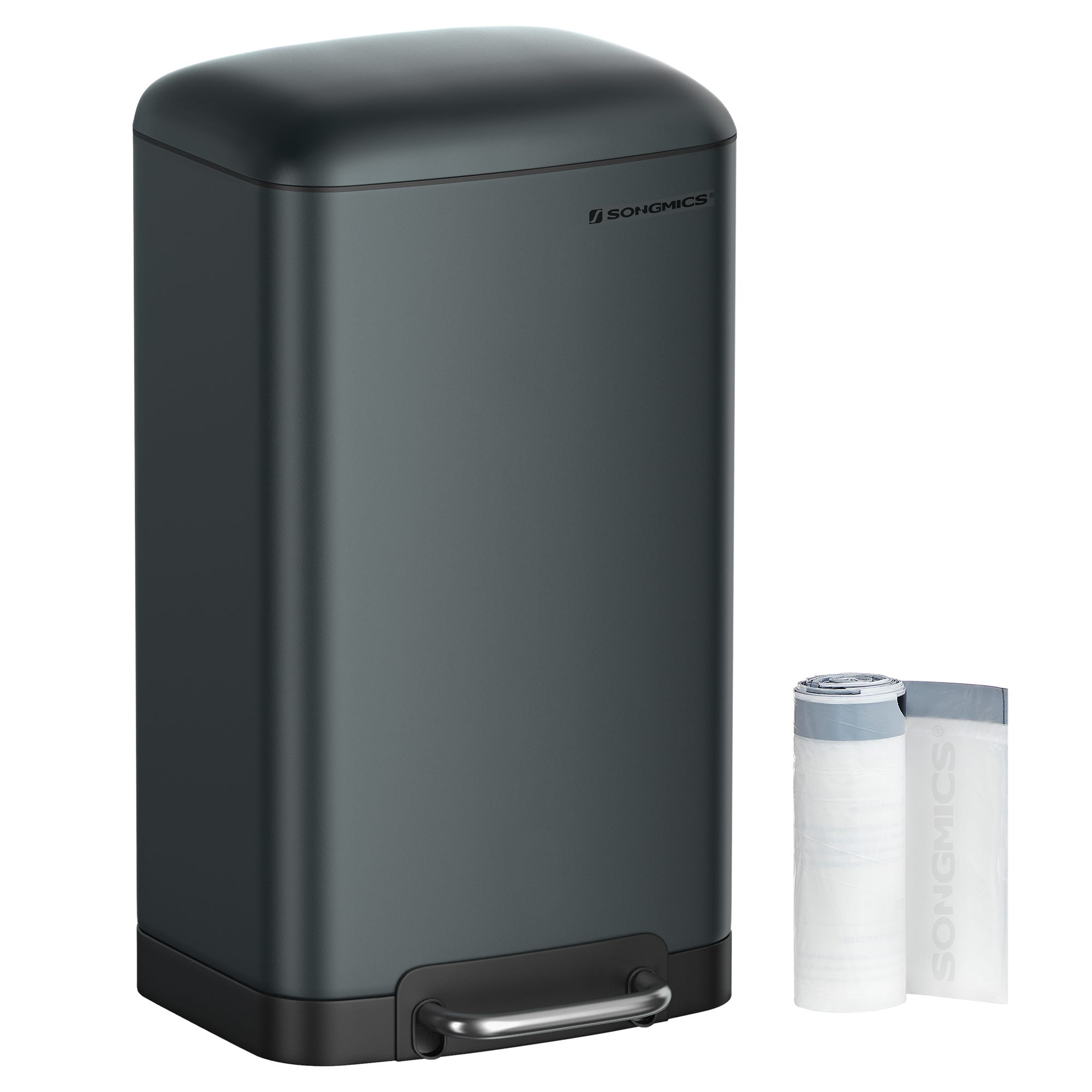 Poubelle Cuisine 30L HOMCOM à Pédale - Métal Avec Seau Amovible Et Fermeture Douce, Gris Clair