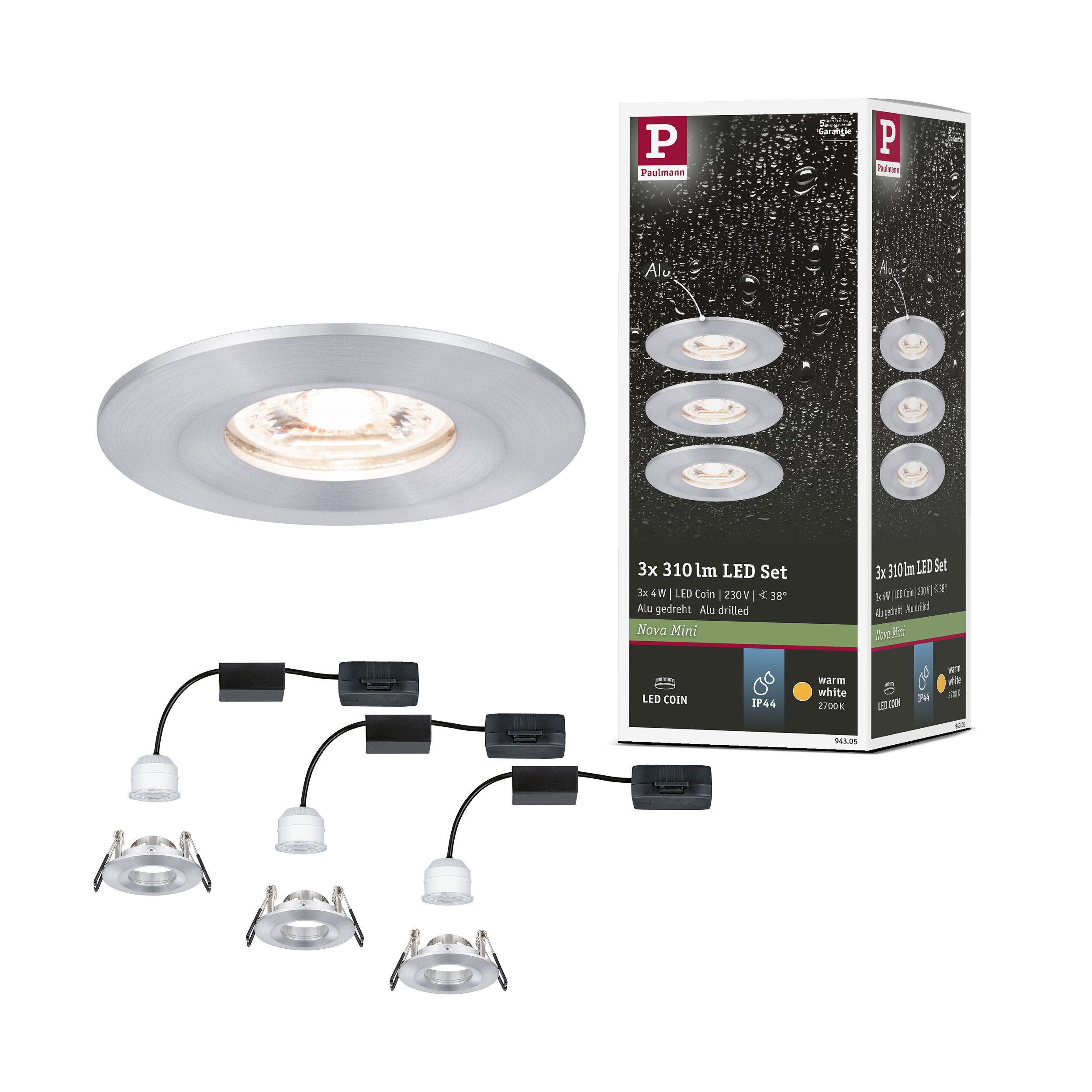 Small Coin Led Spot encastré LED Nova Mini Coin Kit de base fixe IP44 rond 65 mm Coin ...