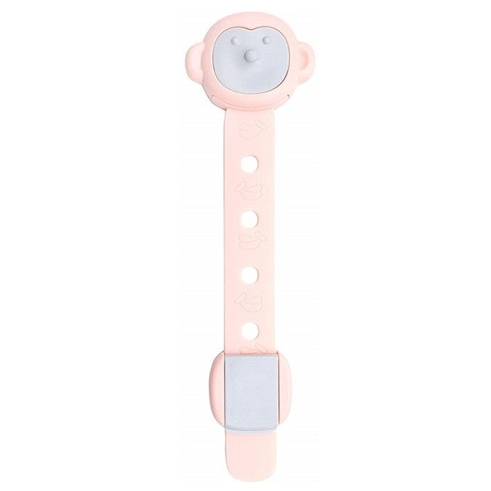 Sistem blocare mobilier pentru copii Flippy, adeziv, roz, model maimutica