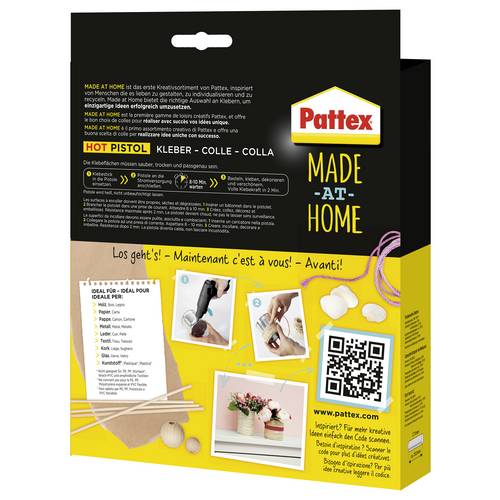 Pattex Pistola adesiva Made at Home, colla per lavori creativi fatti in casa, set di 1x pistola adesiva e 6x stick adesivi a caldo con diametro di 11 - 2