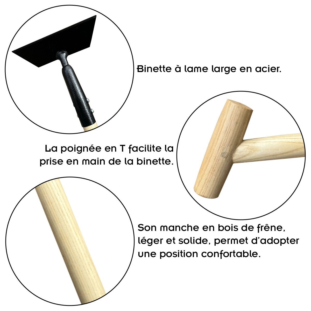Binette lame V Leborgne Naturovert avec manche bois 150 cm | Castorama