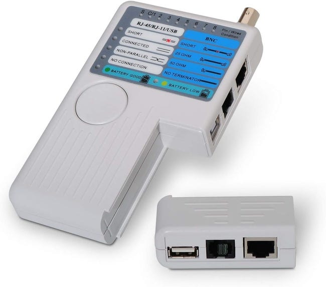 Tester Per Cavi Di Rete 4 In 1 - Per RJ45, RJ11, USB E BNC | Tester LAN Portatile Con Display LED - Foto 7