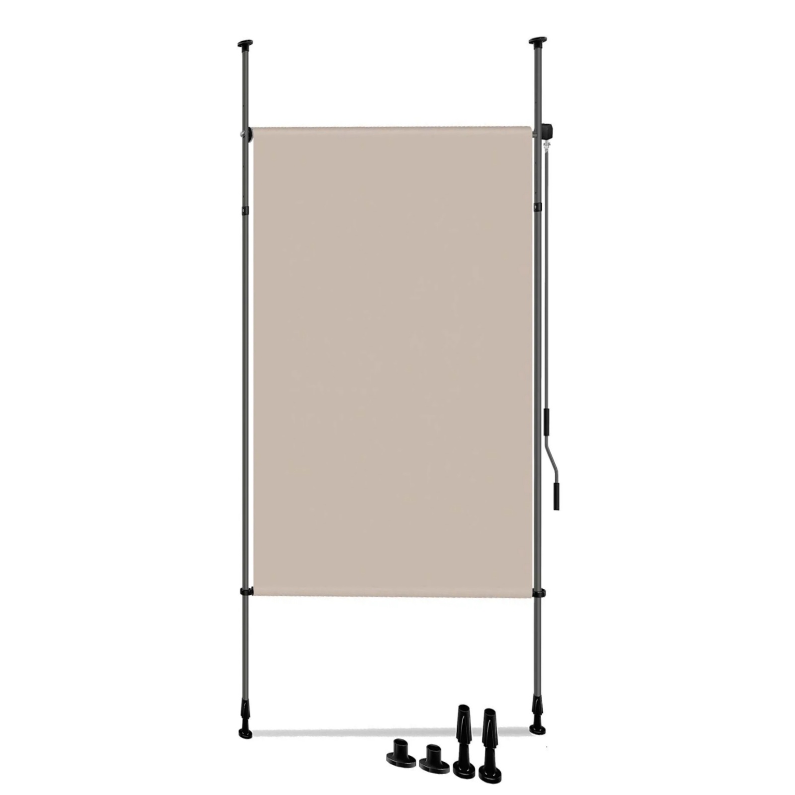 Lollanda toldo vertical exterior, persiana enrollable para balcón con manivela, protección solar y contra el viento (caqui - 1,2*2,7 m)