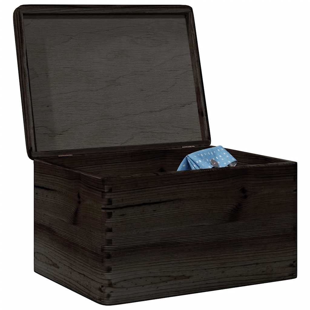 Caja de madera con tapa negra 40x30x23cm madera maciza de pino